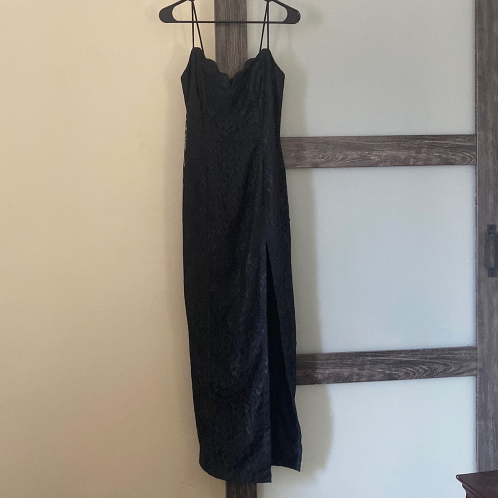 Vintage Black Lace Floor Length Dress